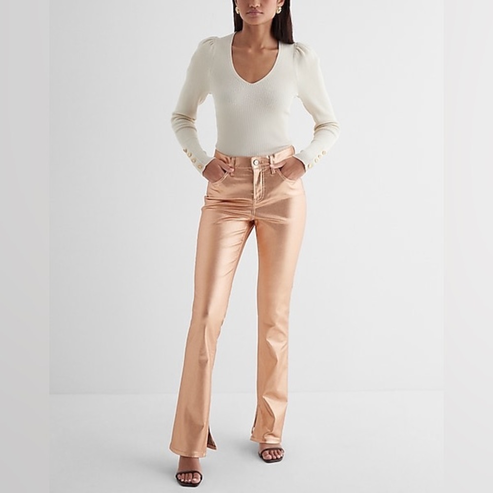 NWT Mid Rise Metallic Coated Skyscraper Jeans